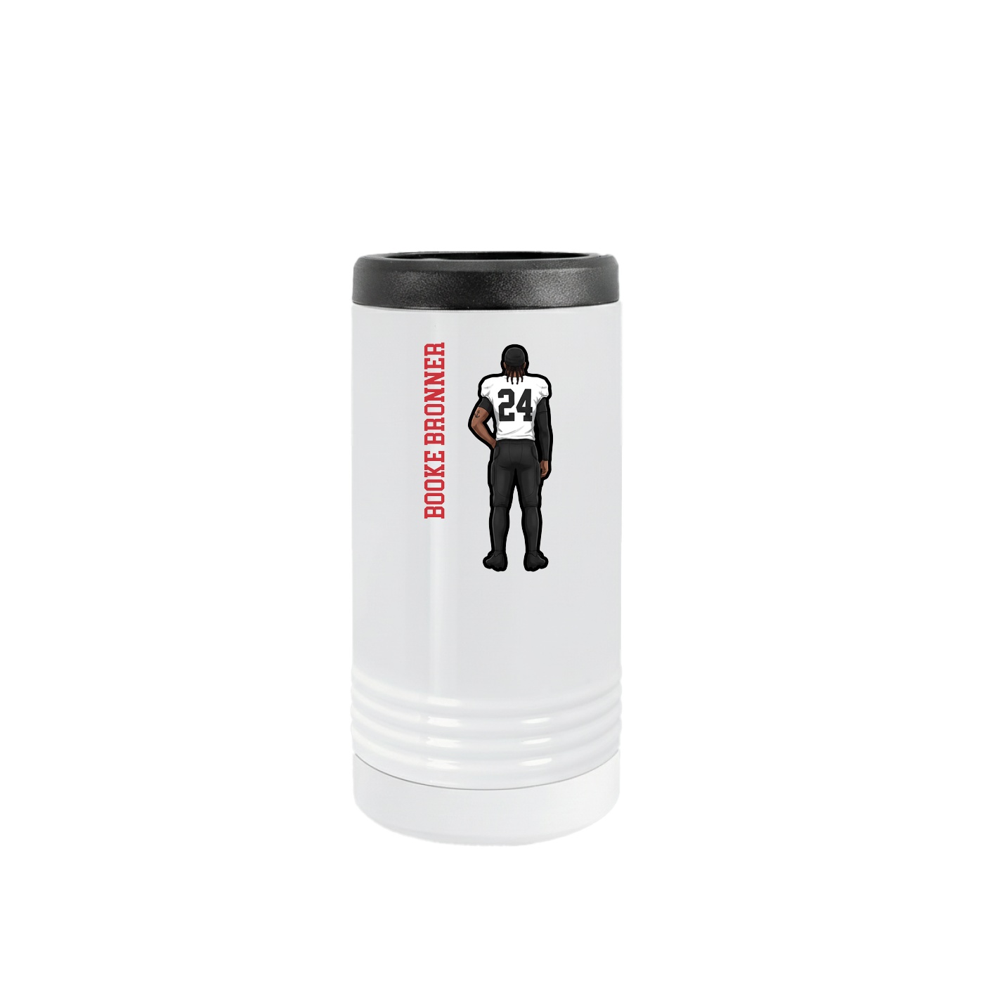 Slim Beverage Holder — Name Vertical in White
