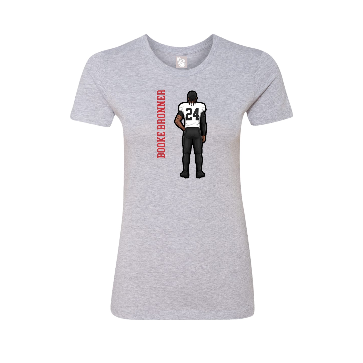 Fitted Women's Tee — Name Vertical in Grey