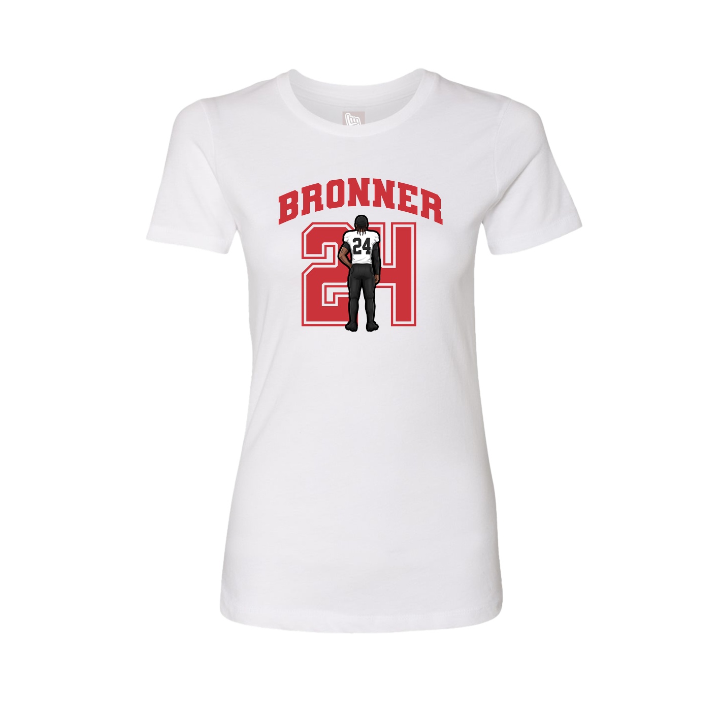 Fitted Women's Tee — Number in White