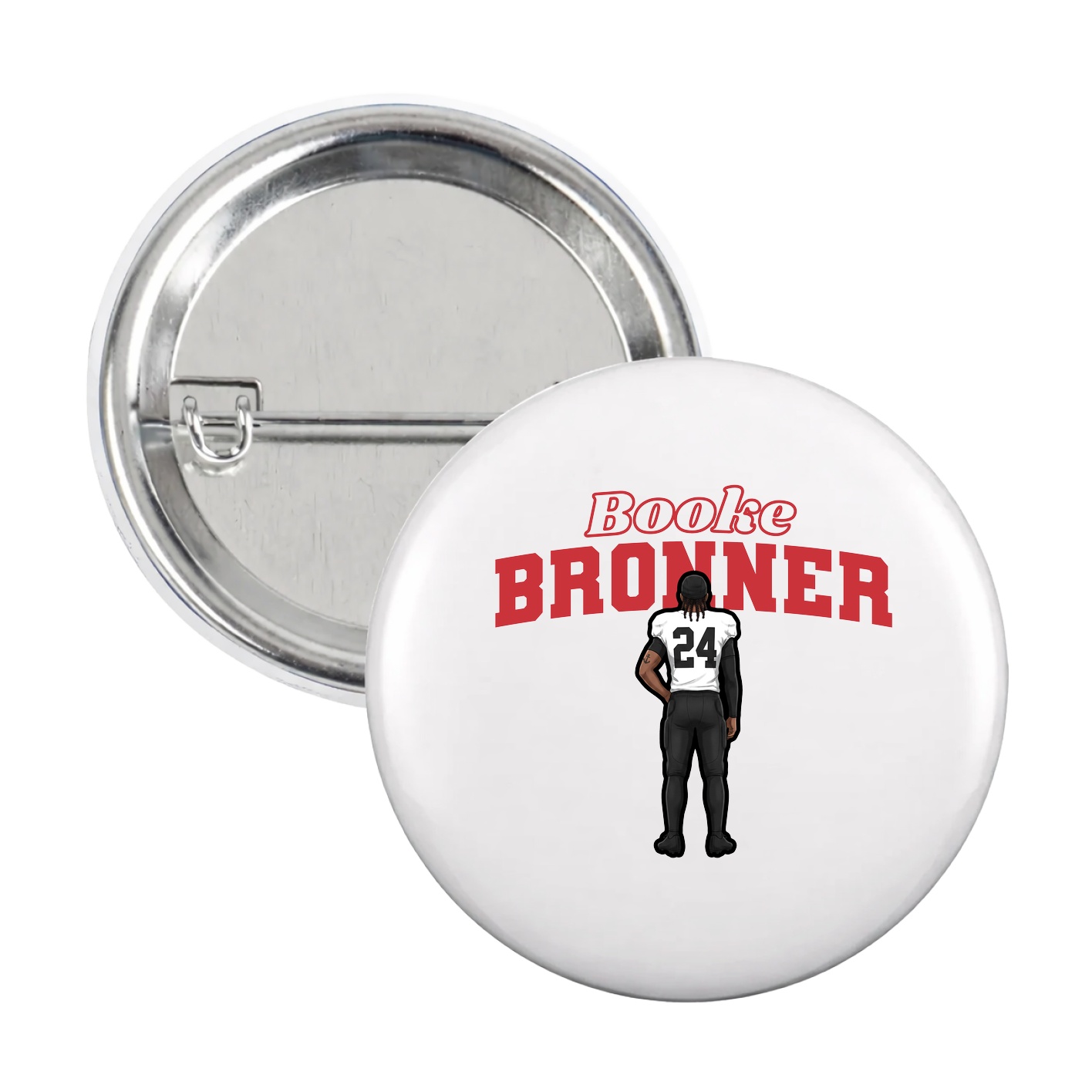 Game Day Button — Name Arch in White