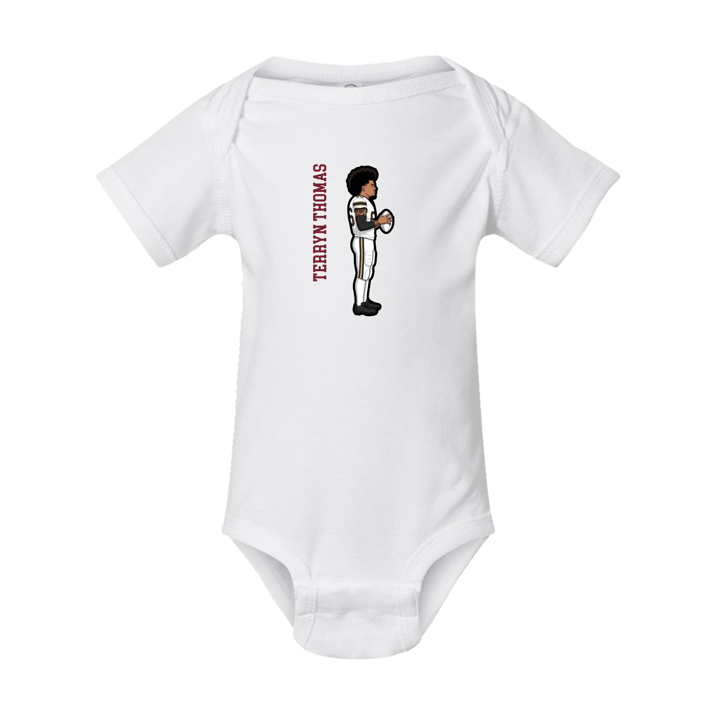 Baby Onesie — Name Vertical in White