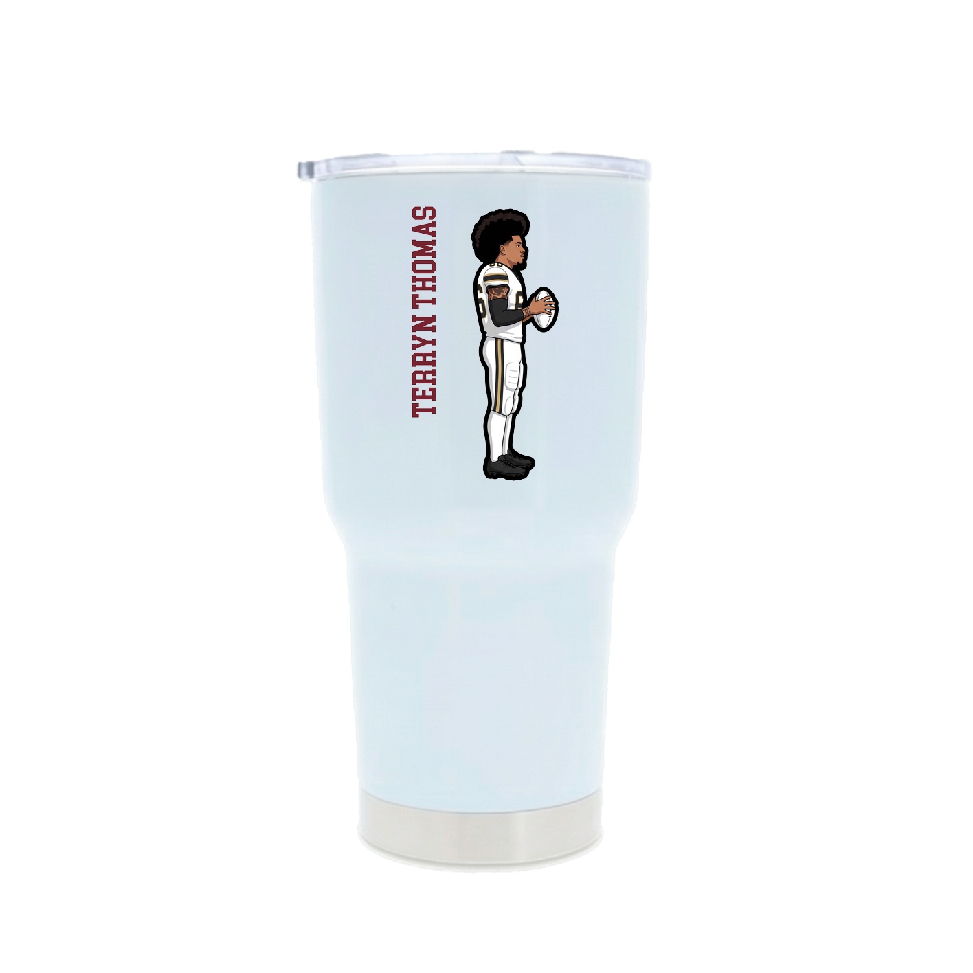 30oz Stainless Steel Tumbler — Name Vertical in White