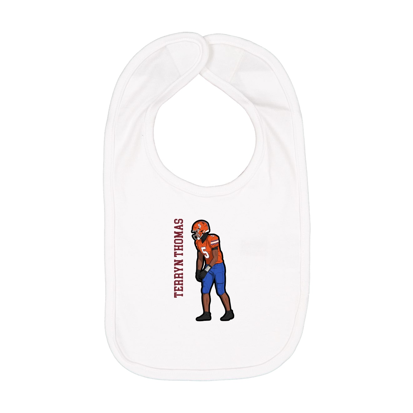 Infant Bib — Name Vertical in White