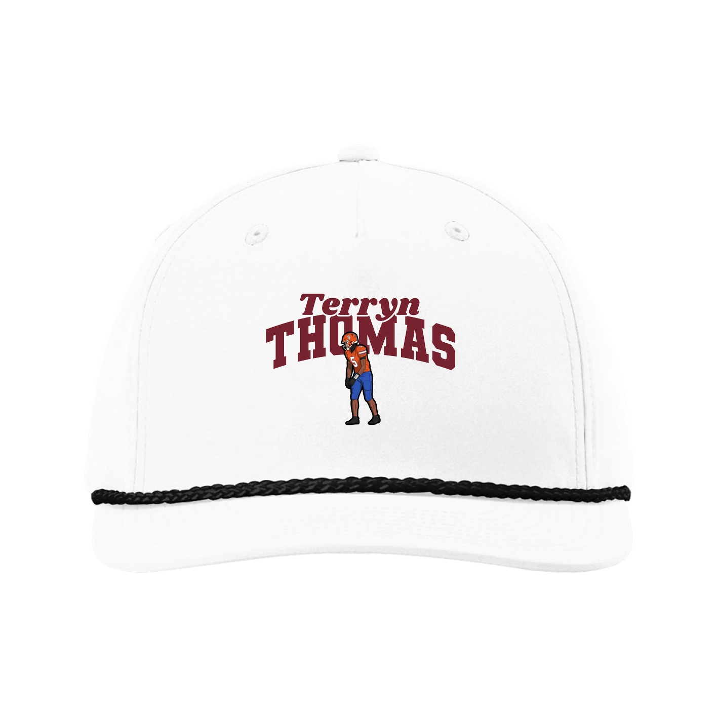 Five-Panel Classic Rope Cap — Signature Arch in White