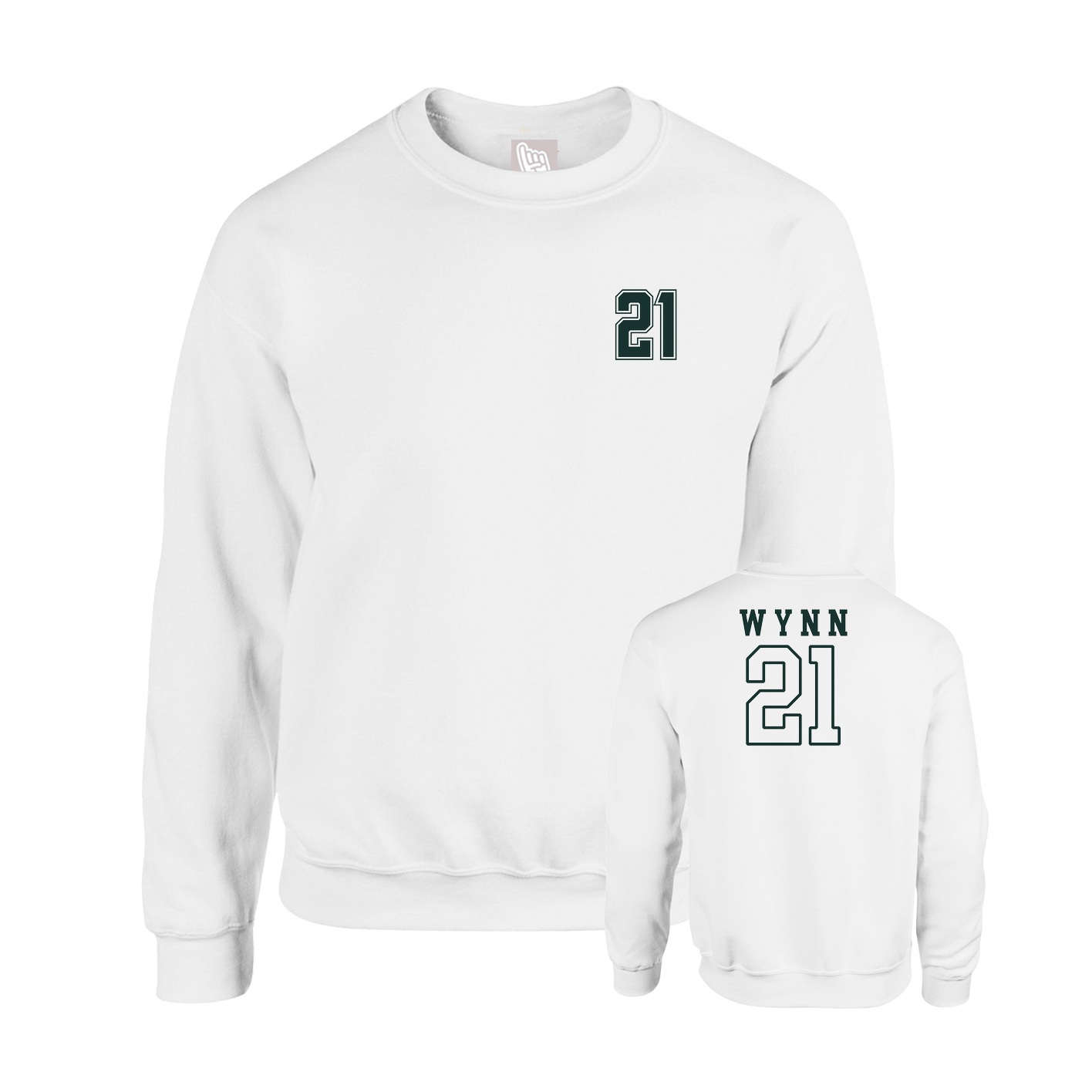 Fleece Crew — Chest Back in White