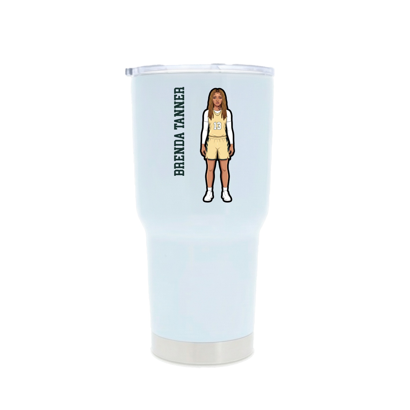 30oz Stainless Steel Tumbler — Name Vertical in White