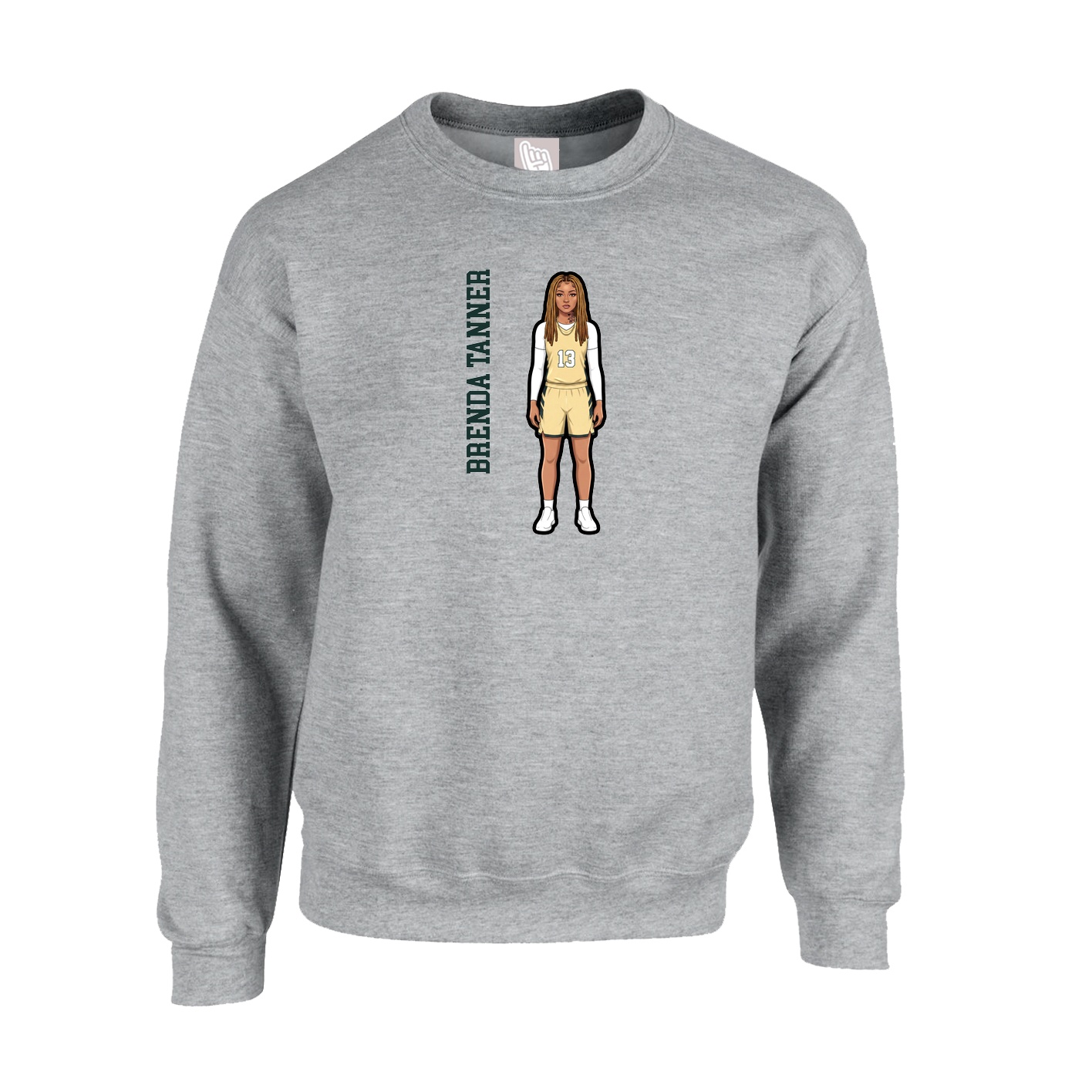 Fleece Crew — Name Vertical in Grey