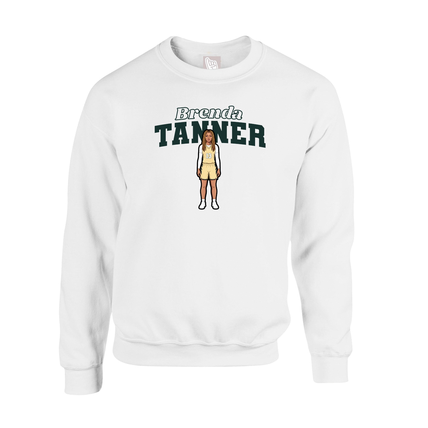 Fleece Crew — Name Arch in White