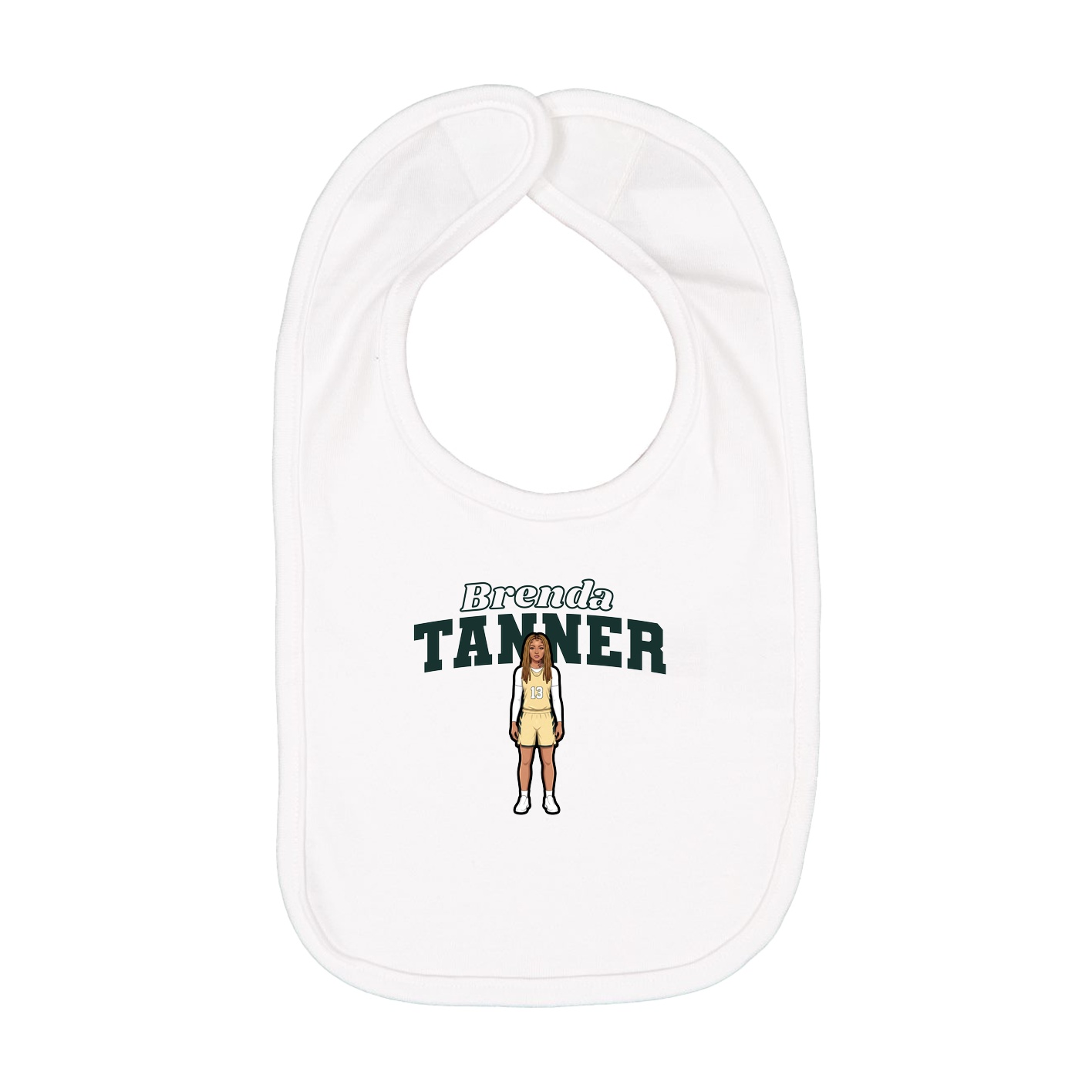 Infant Bib — Name Arch in White