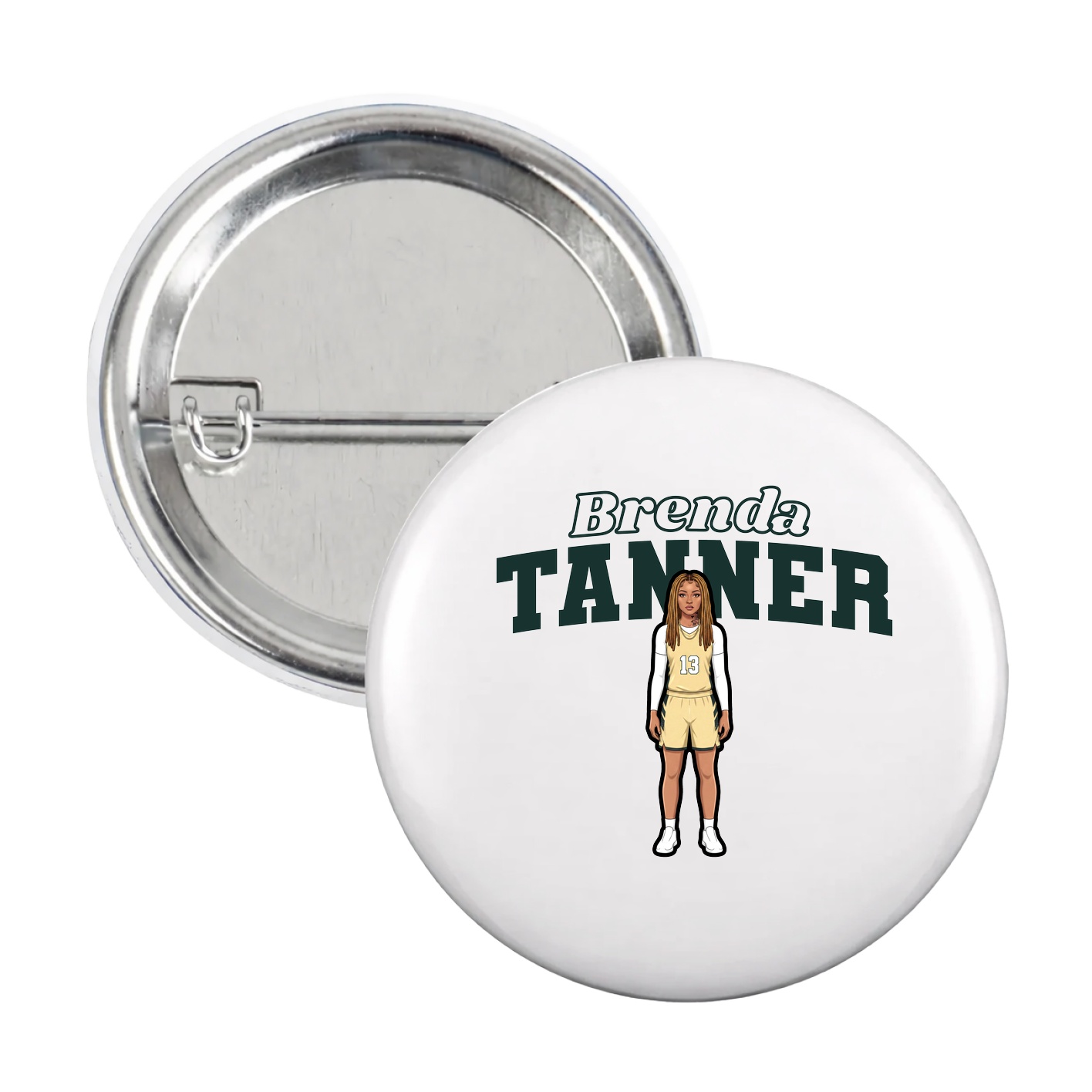 Game Day Button — Name Arch in White