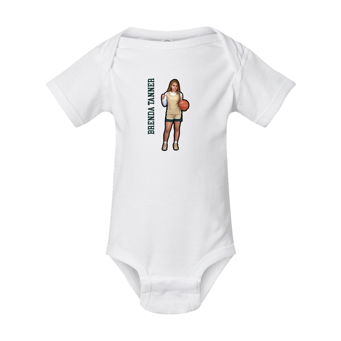 Baby Onesie — Name Vertical in White
