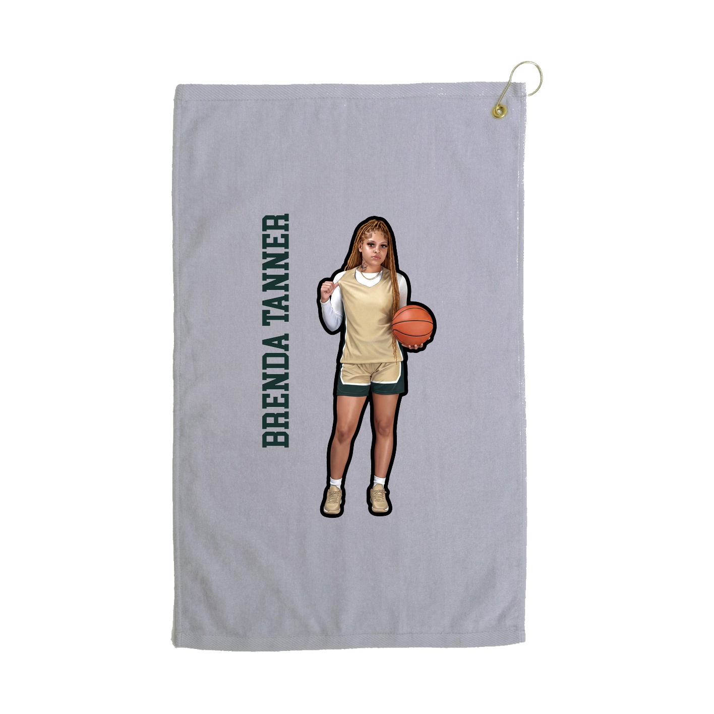 Golf Towel — Name Vertical in Grey