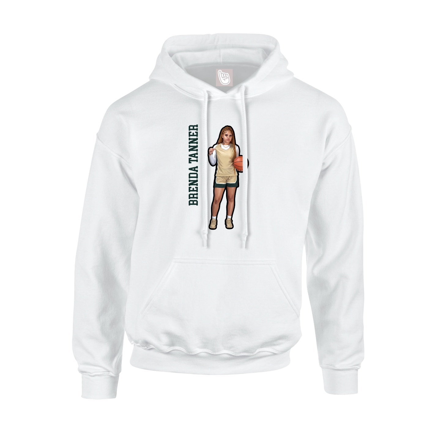 Youth Hoodie — Name Vertical in White
