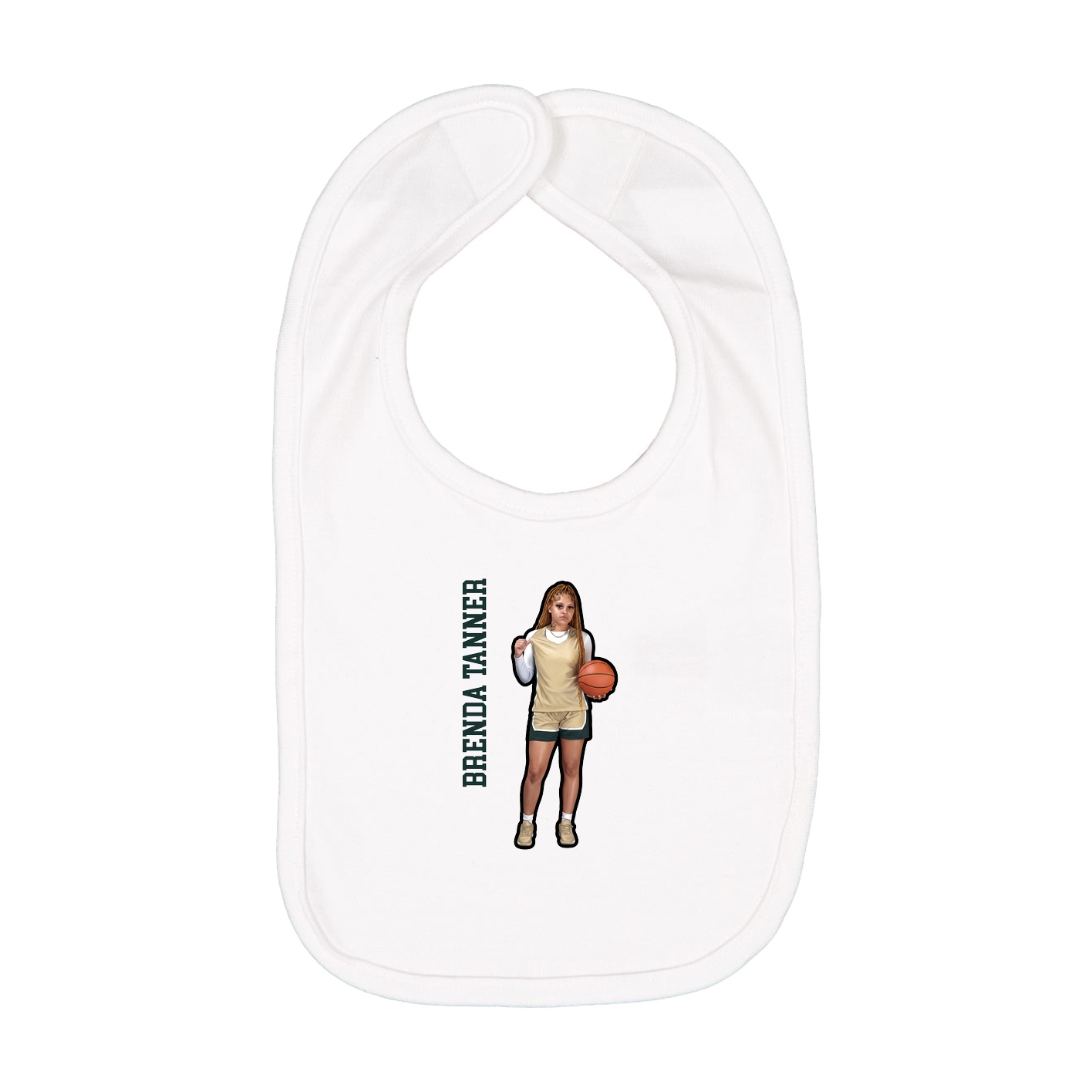 Infant Bib — Name Vertical in White