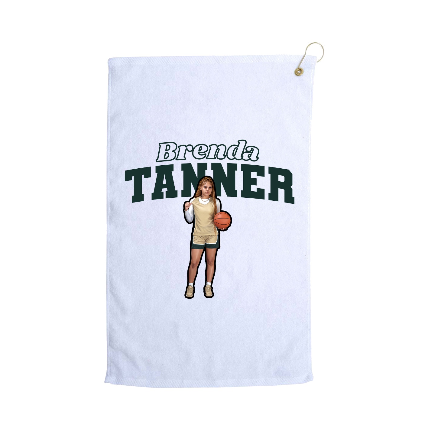 Golf Towel — Name Arch in White