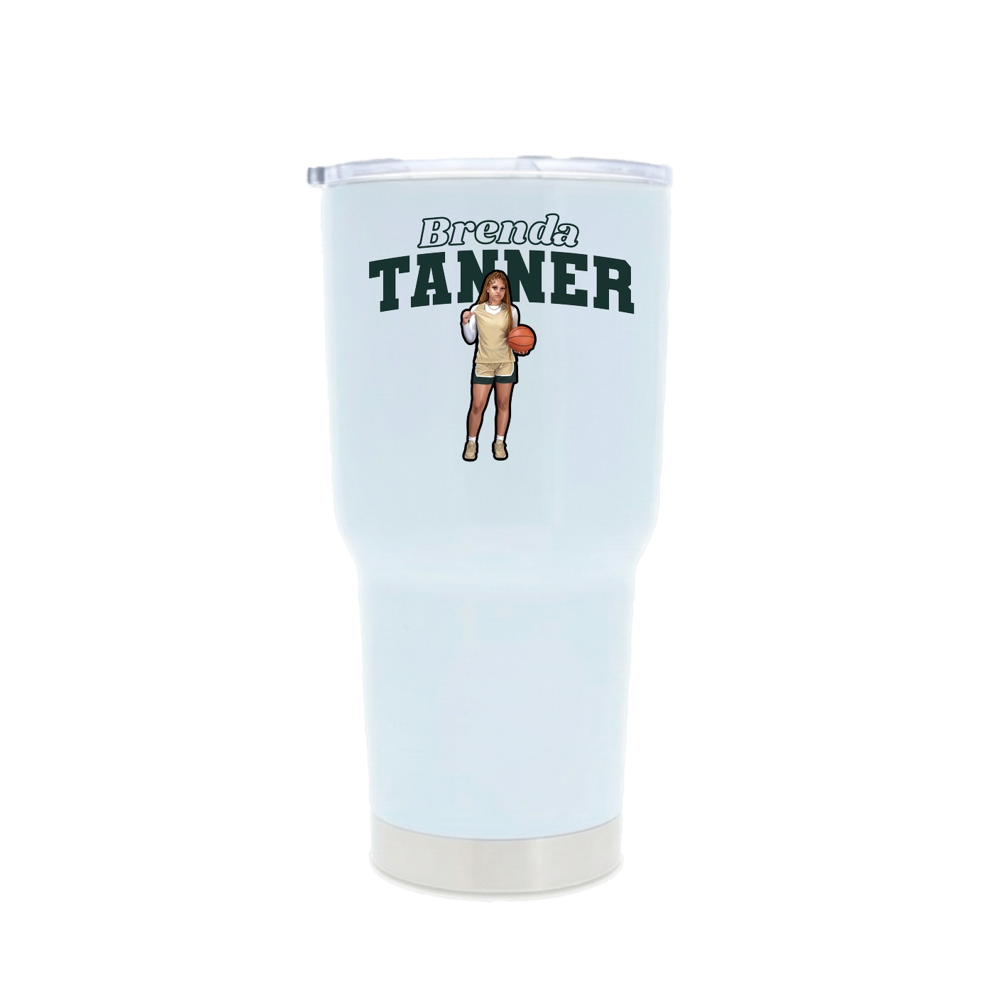 30oz Stainless Steel Tumbler — Name Arch in White