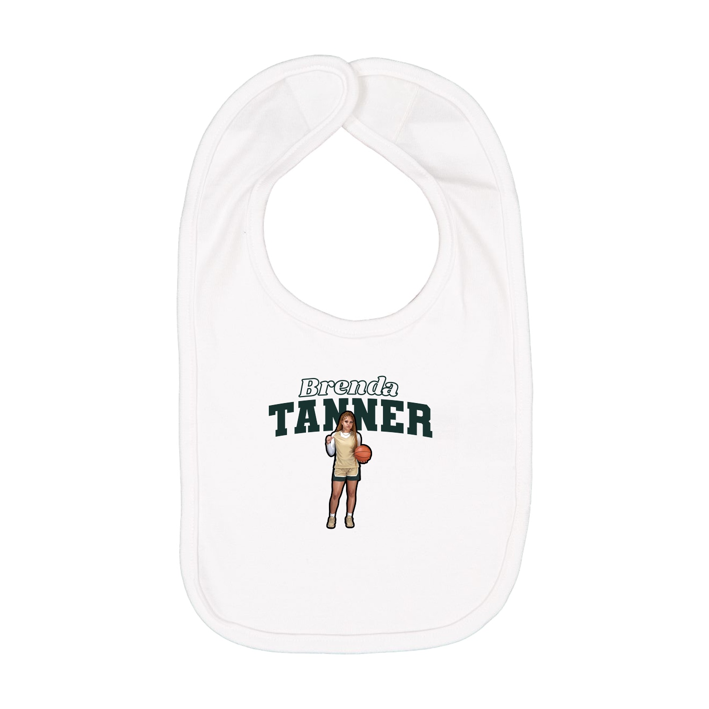 Infant Bib — Name Arch in White