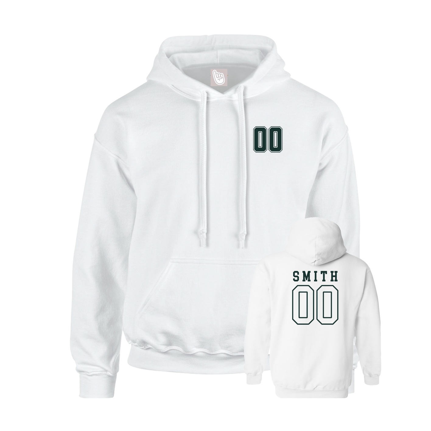 Youth Hoodie — Chest Back in White