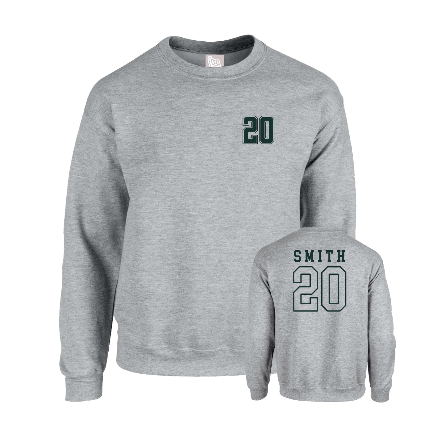 Fleece Crew — Chest Back in Grey