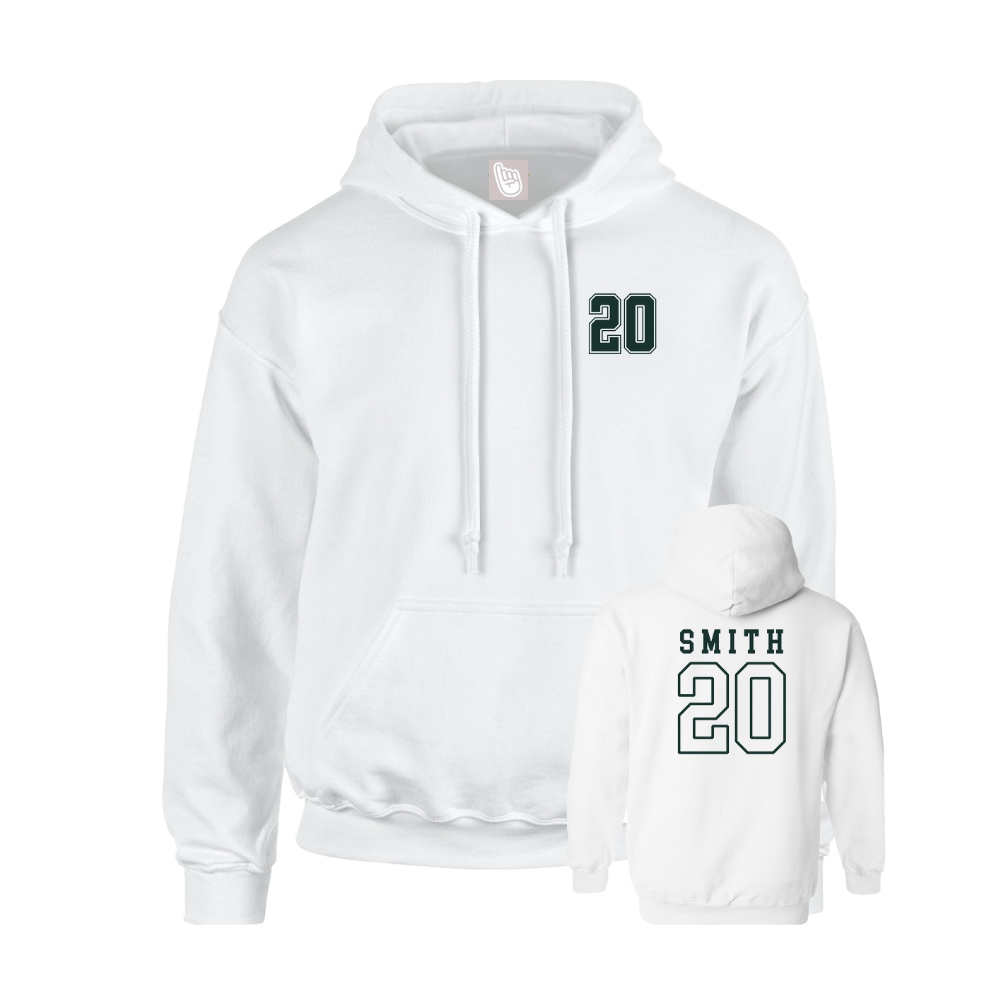 Youth Hoodie — Chest Back in White