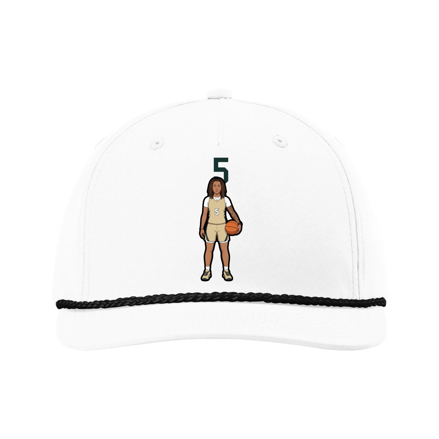 Five-Panel Classic Rope Cap — Number Top in White
