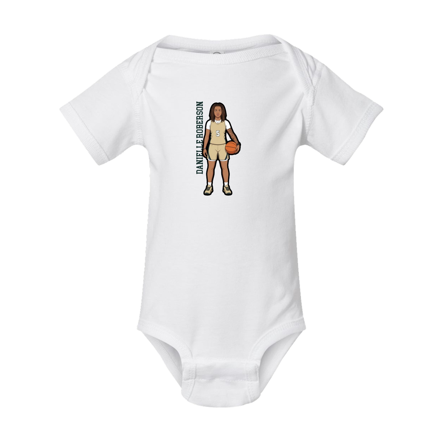 Baby Onesie — Name Vertical in White