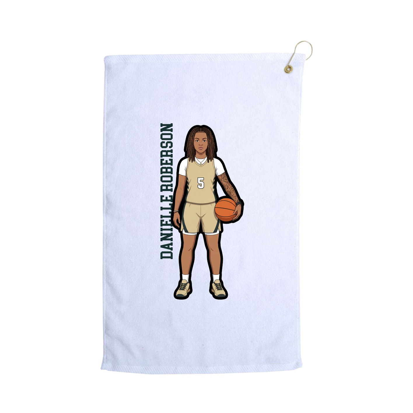 Golf Towel — Name Vertical in White
