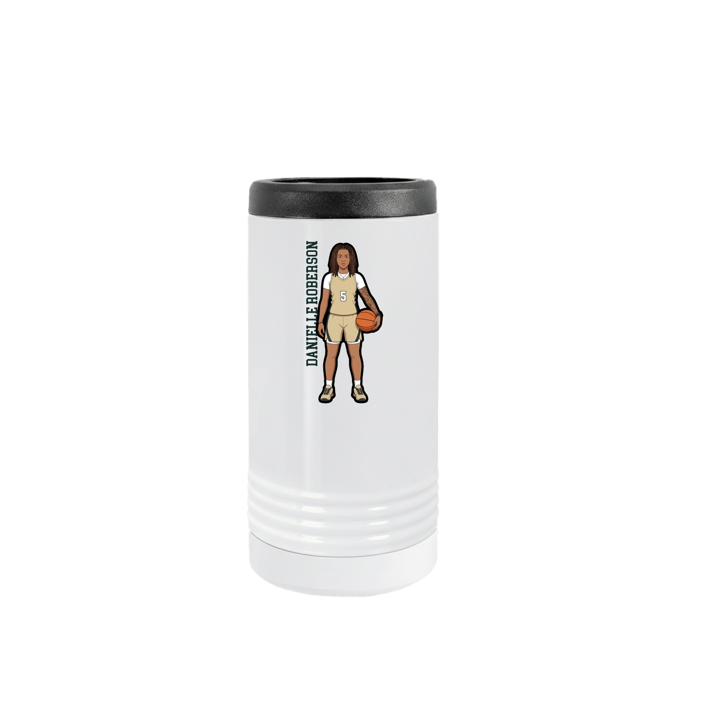 Slim Beverage Holder — Name Vertical in White