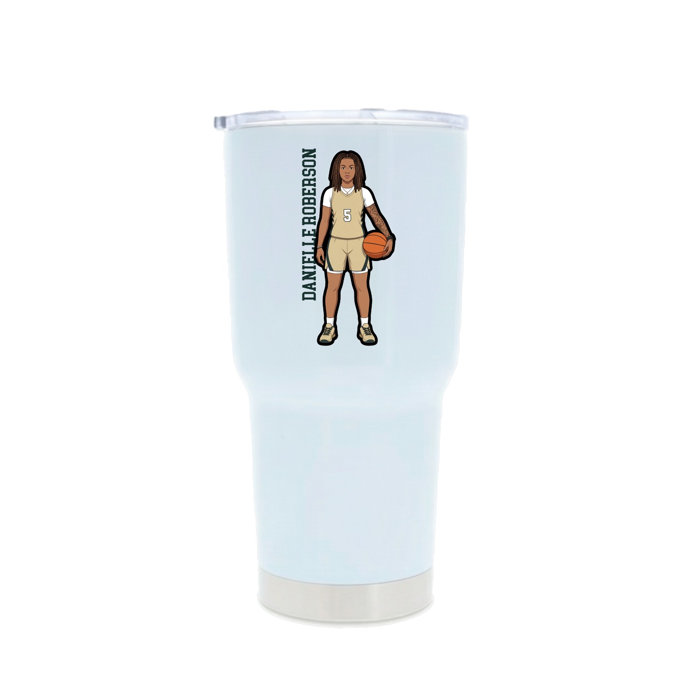 30oz Stainless Steel Tumbler — Name Vertical in White