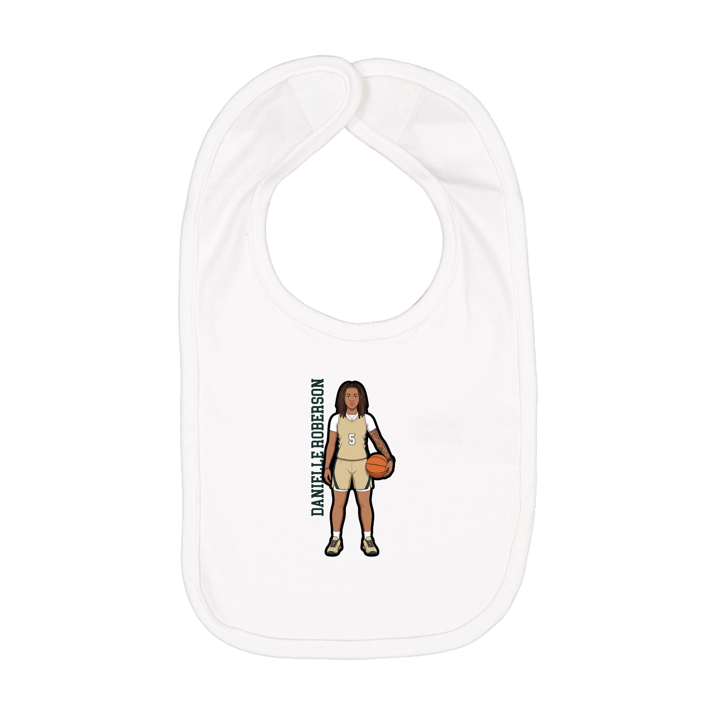 Infant Bib — Name Vertical in White