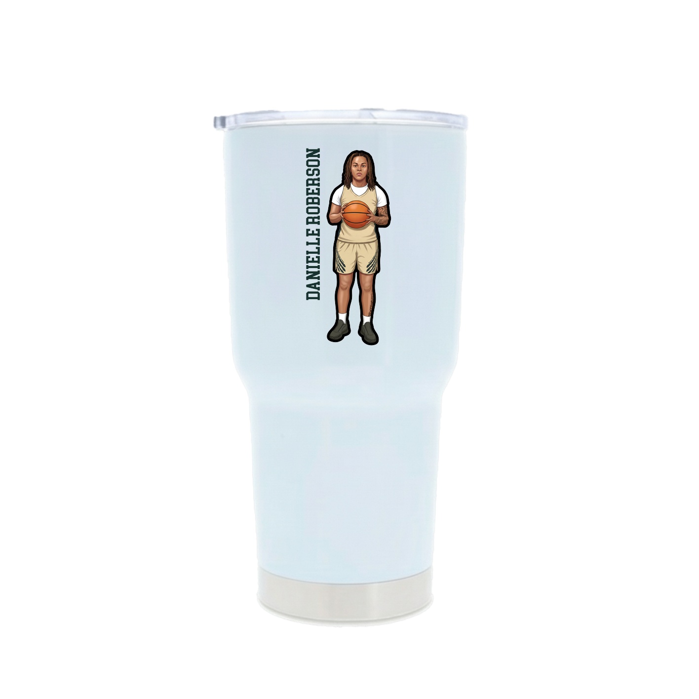 30oz Stainless Steel Tumbler — Name Vertical in White