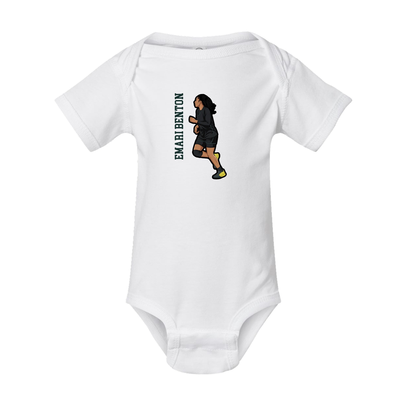 Baby Onesie — Name Vertical in White