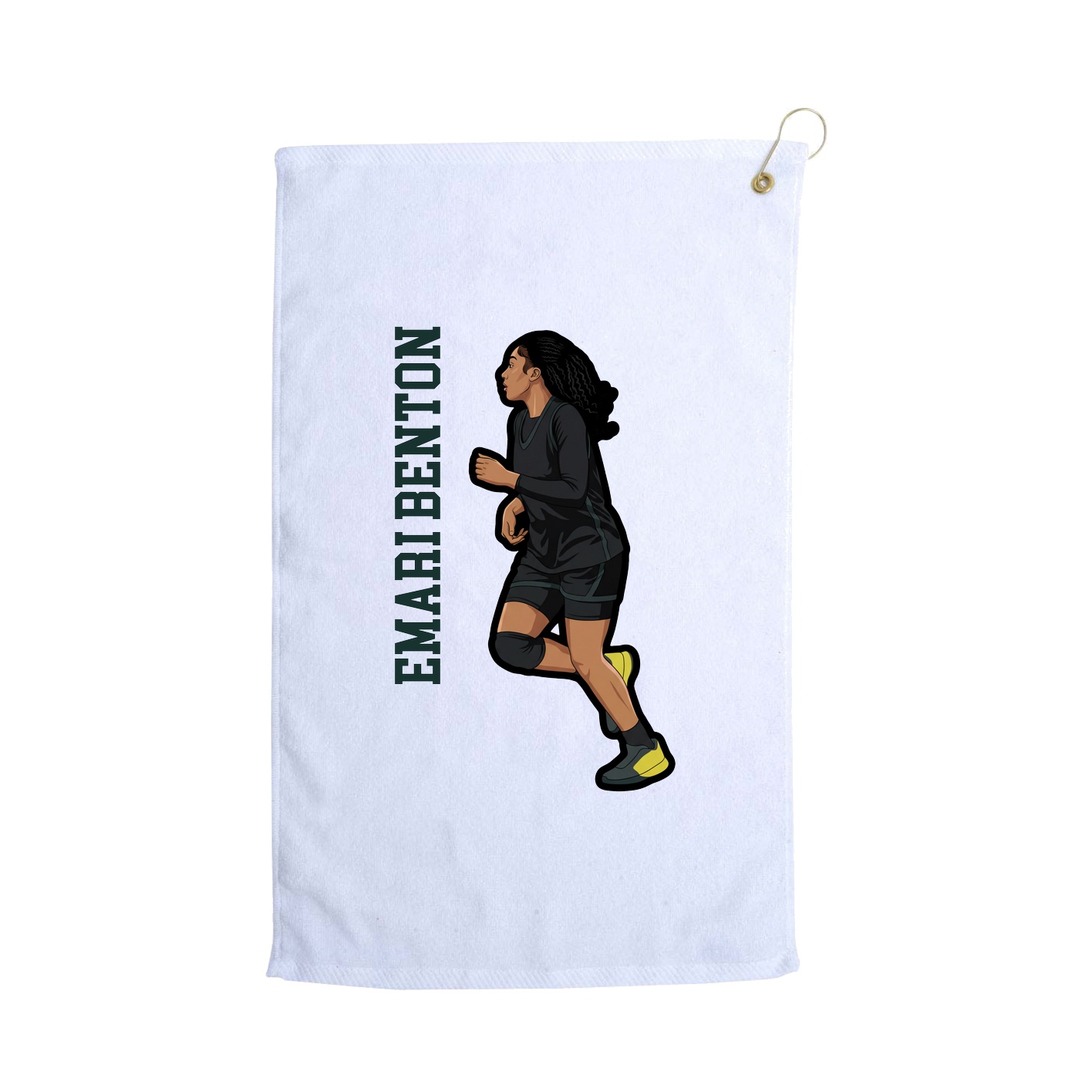 Golf Towel — Name Vertical in White