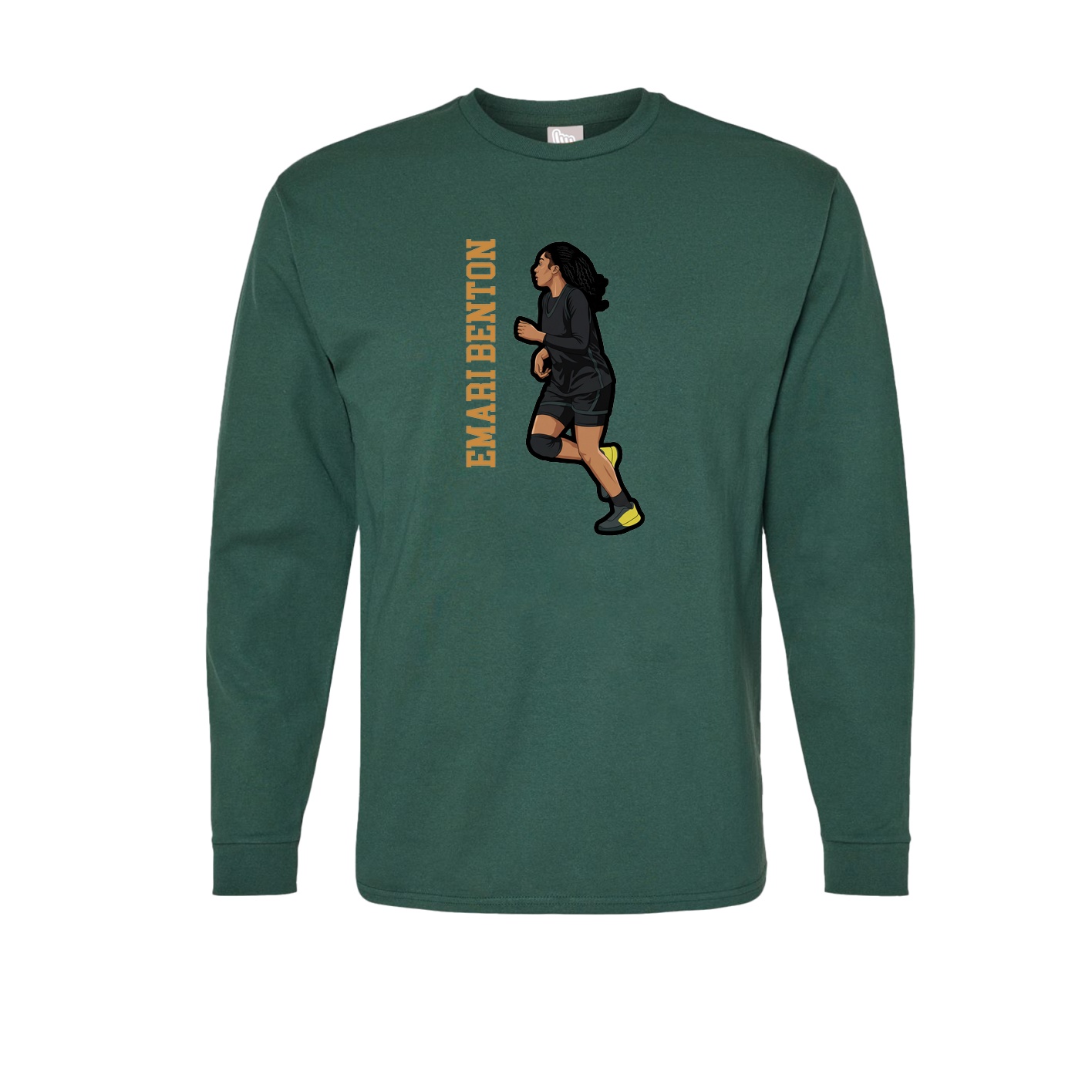 Long Sleeve Tee — Name Vertical in Green