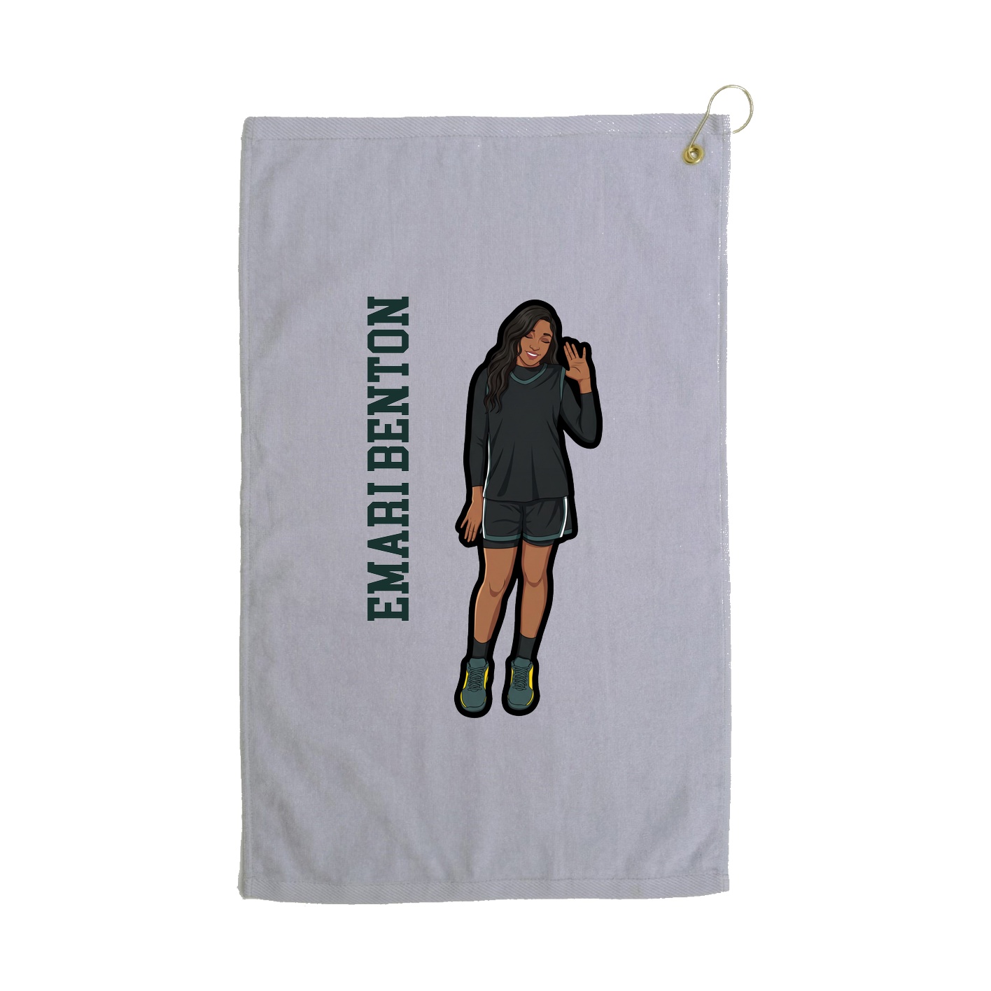 Golf Towel — Name Vertical in Grey