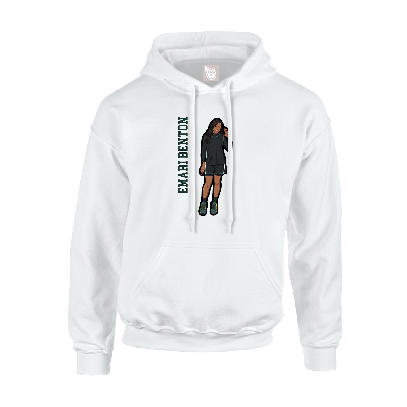 Youth Hoodie — Name Vertical in White
