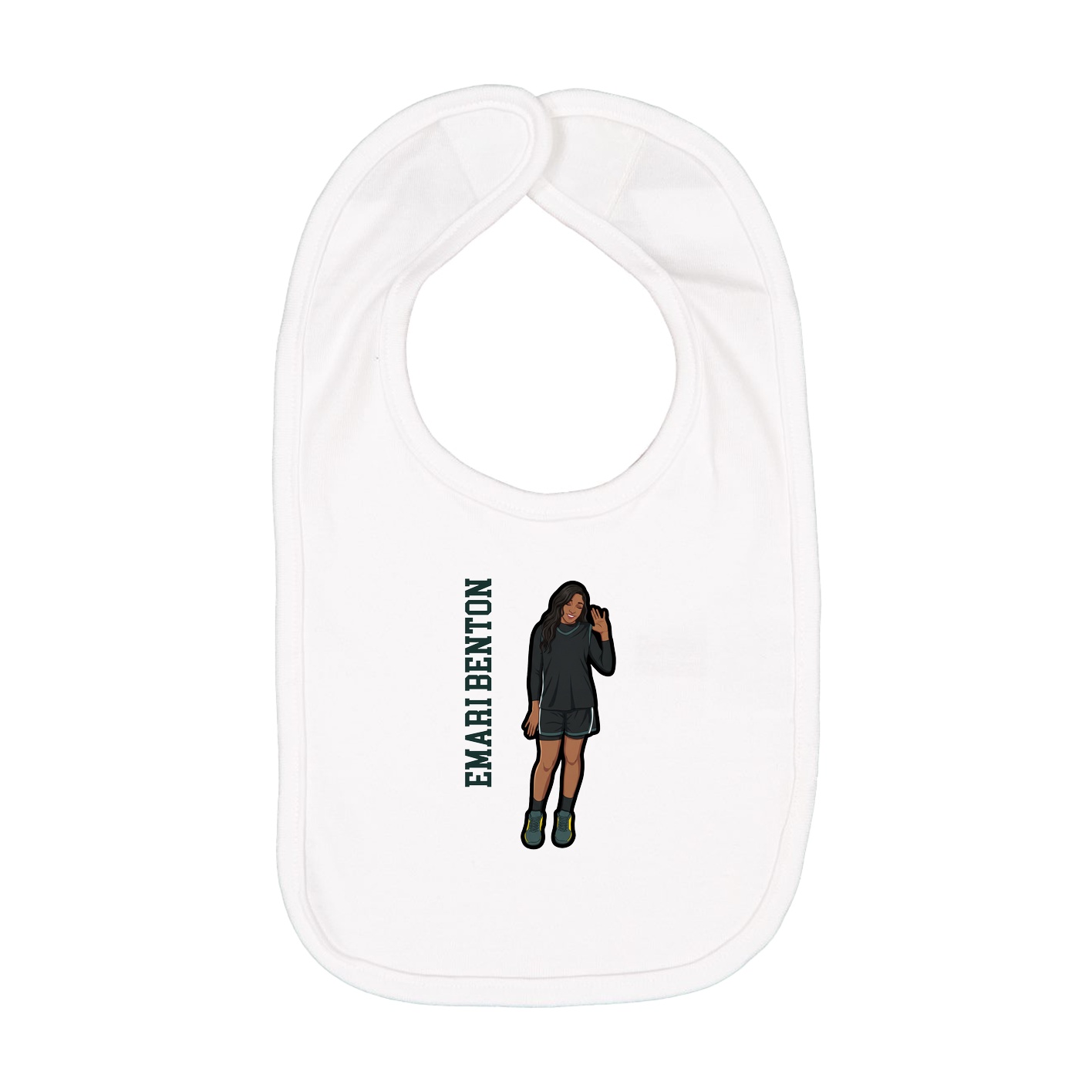 Infant Bib — Name Vertical in White