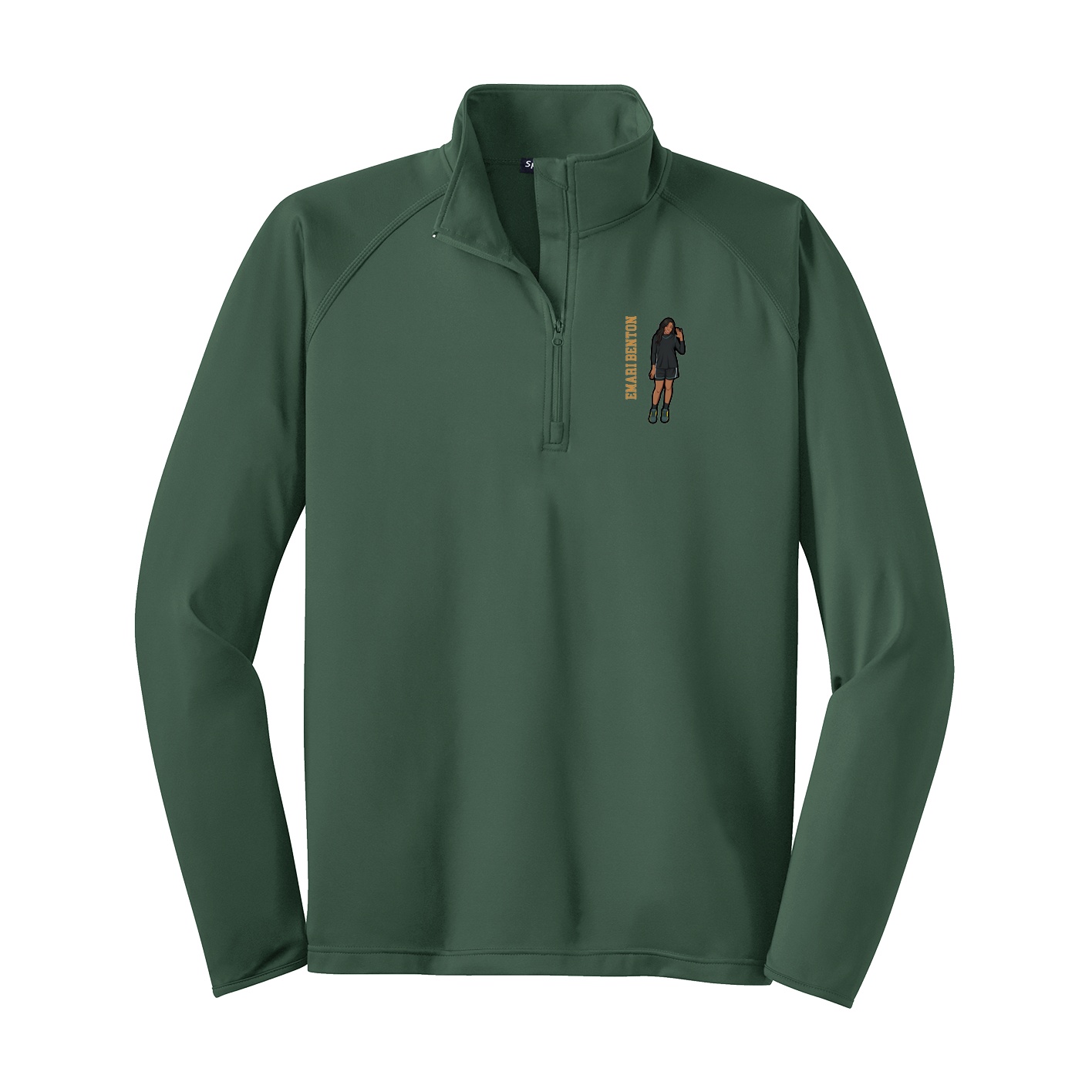 Q-Zip Pullover — Name Vertical in Green