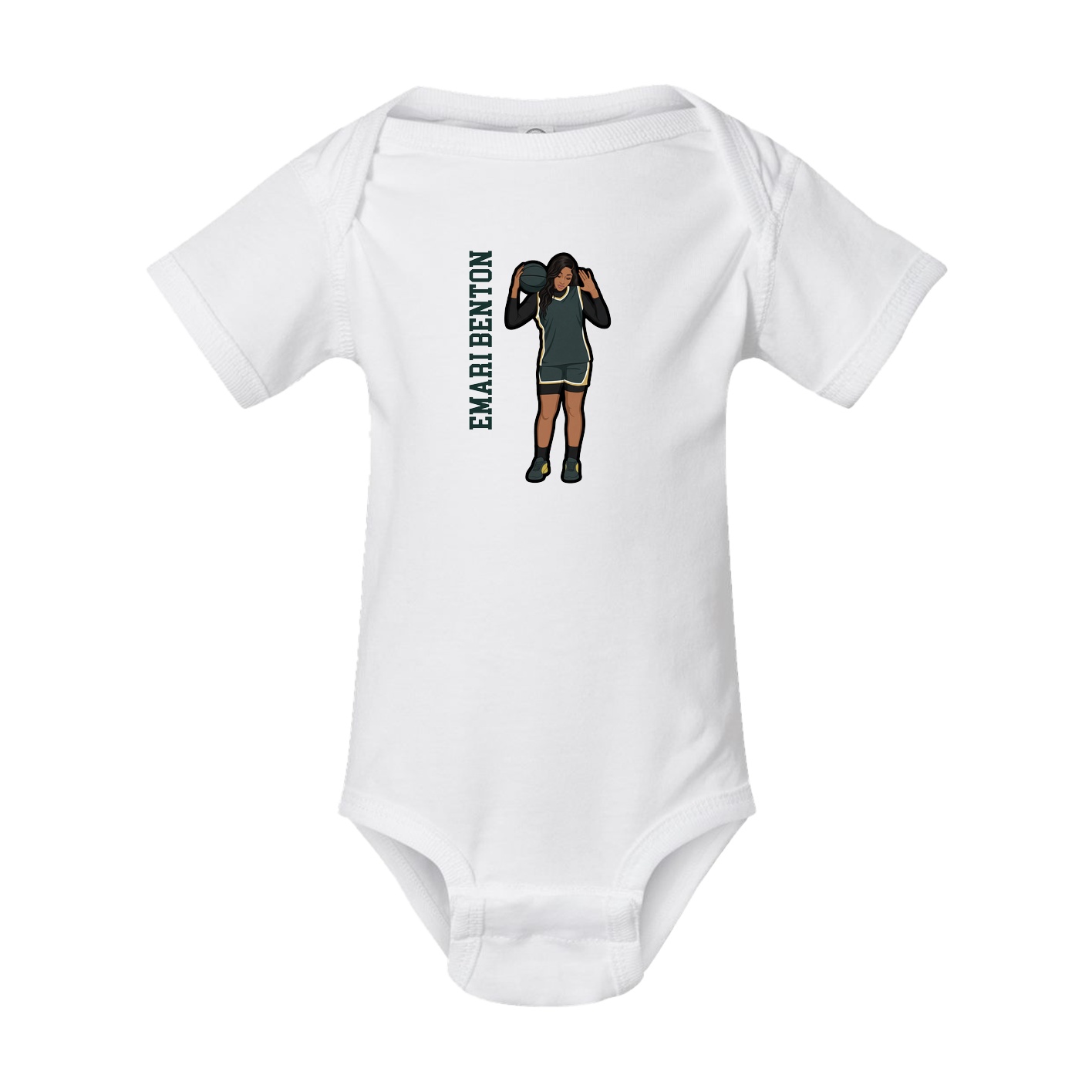 Baby Onesie — Name Vertical in White