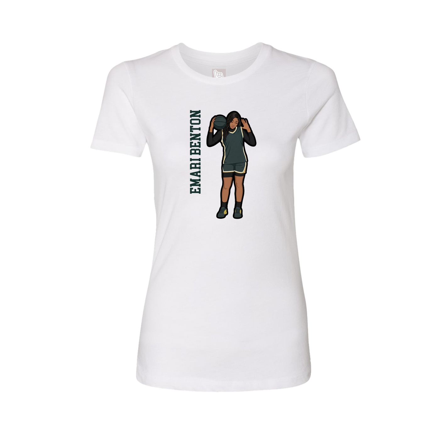 Fitted Women's Tee — Name Vertical in White