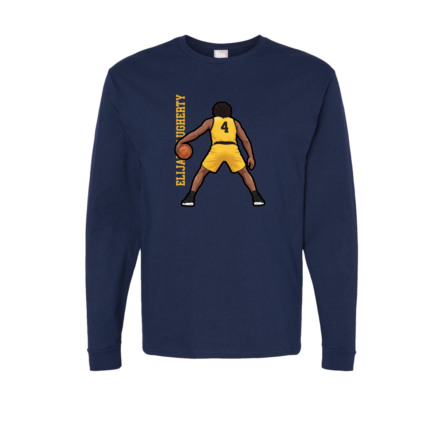 Long Sleeve Tee — Name Vertical in Navy
