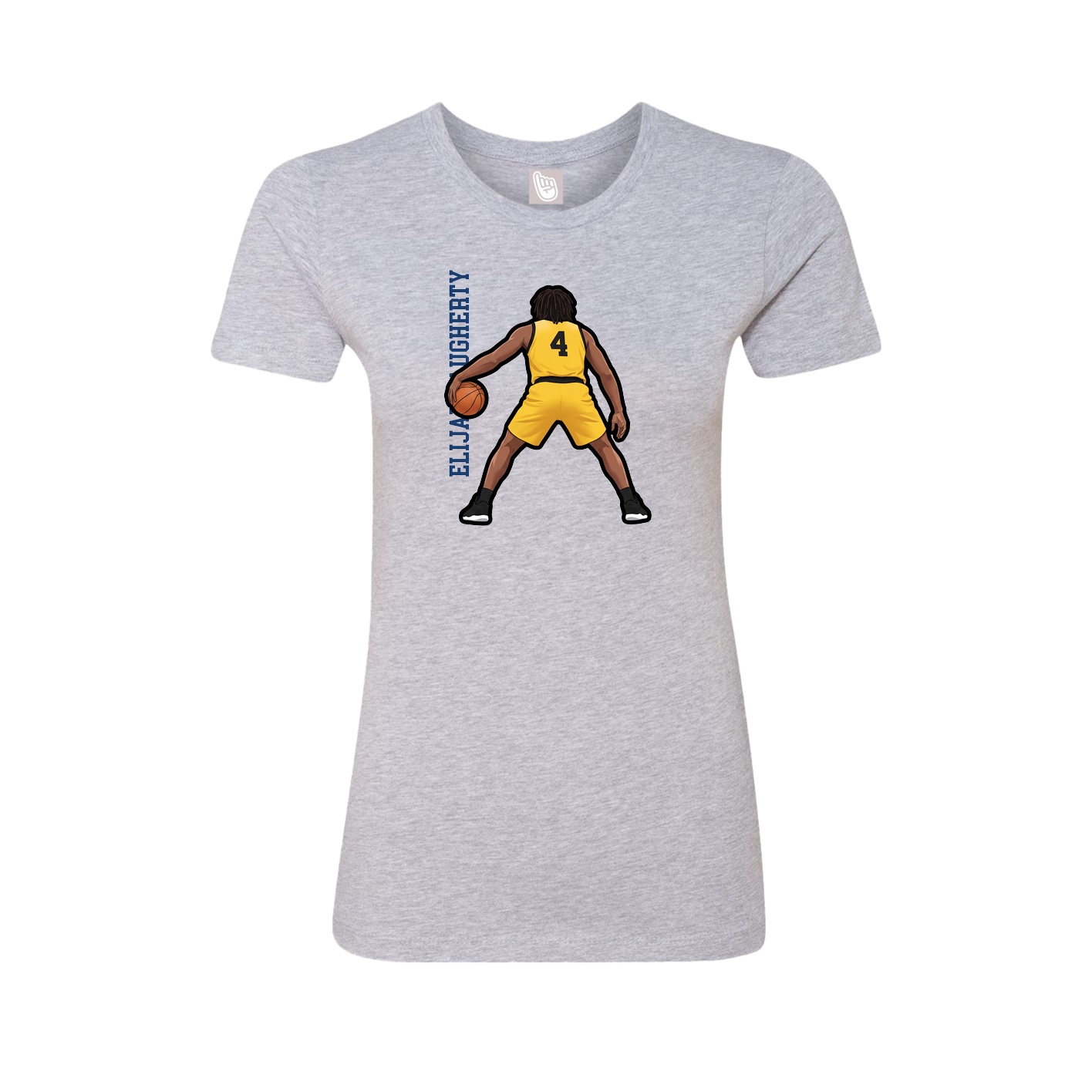 Fitted Women's Tee — Name Vertical in Grey