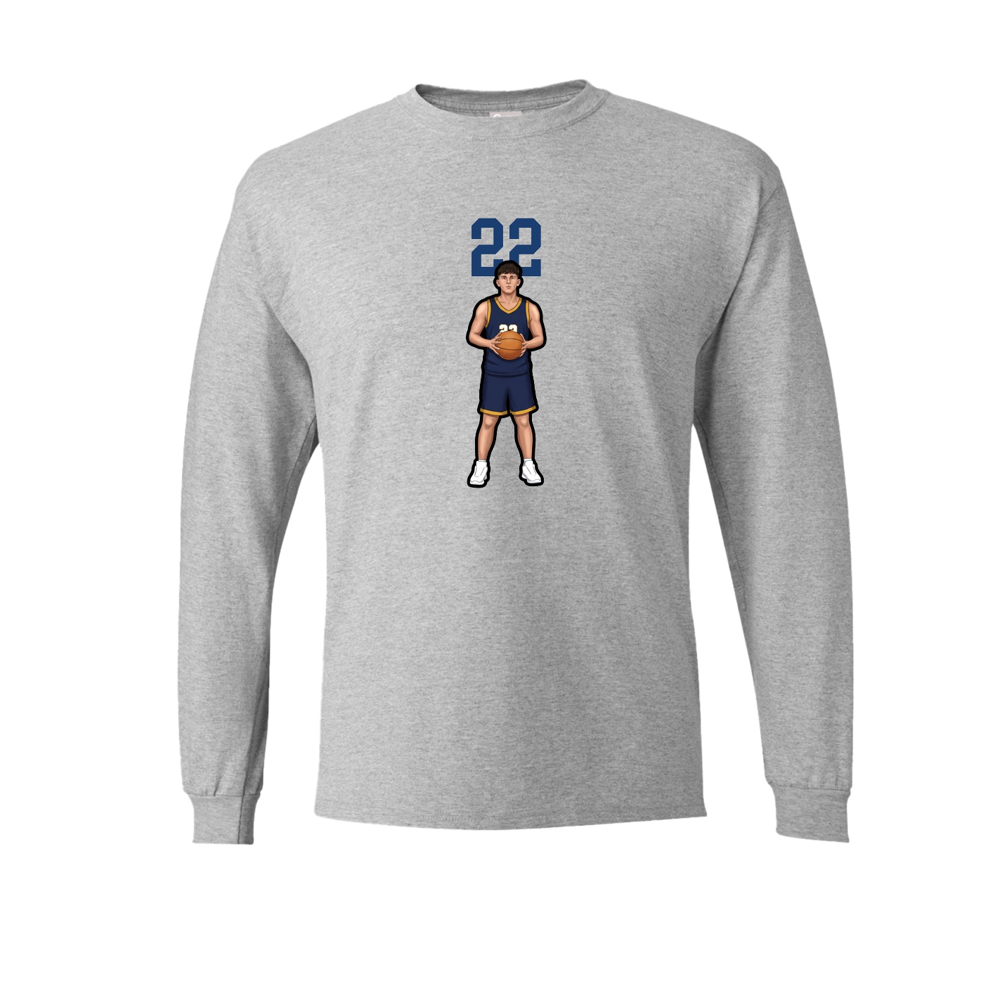 Long Sleeve Tee — Number Top in Grey