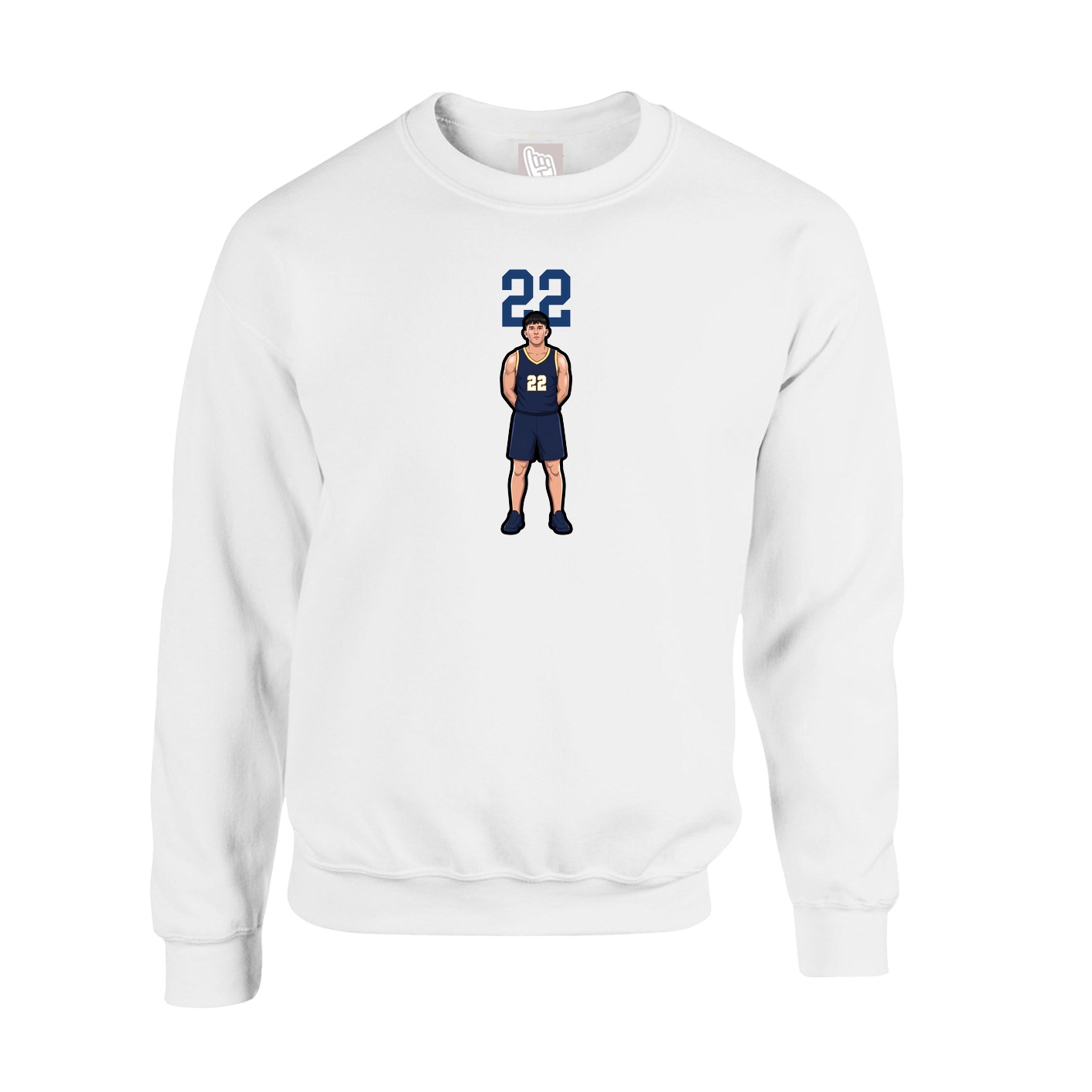 Fleece Crew — Number Top in White