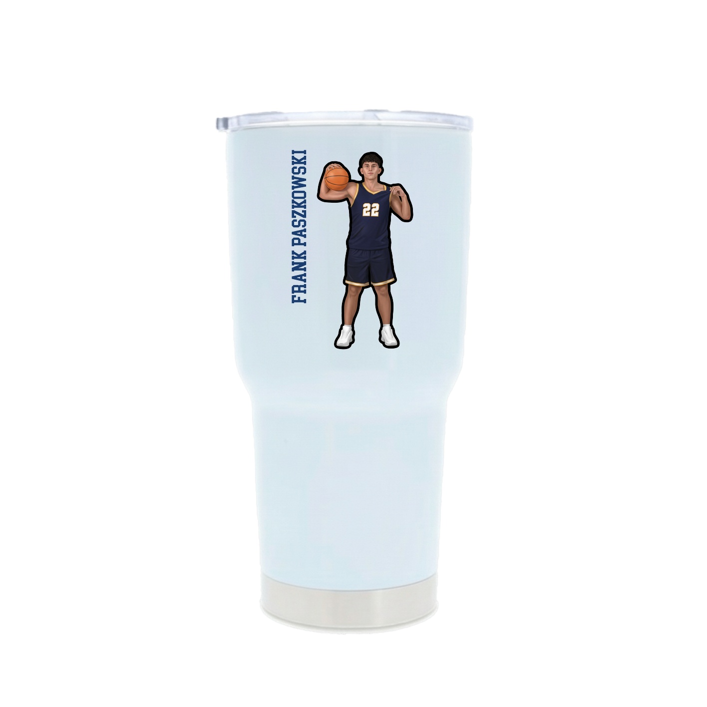 30oz Stainless Steel Tumbler — Name Vertical in White