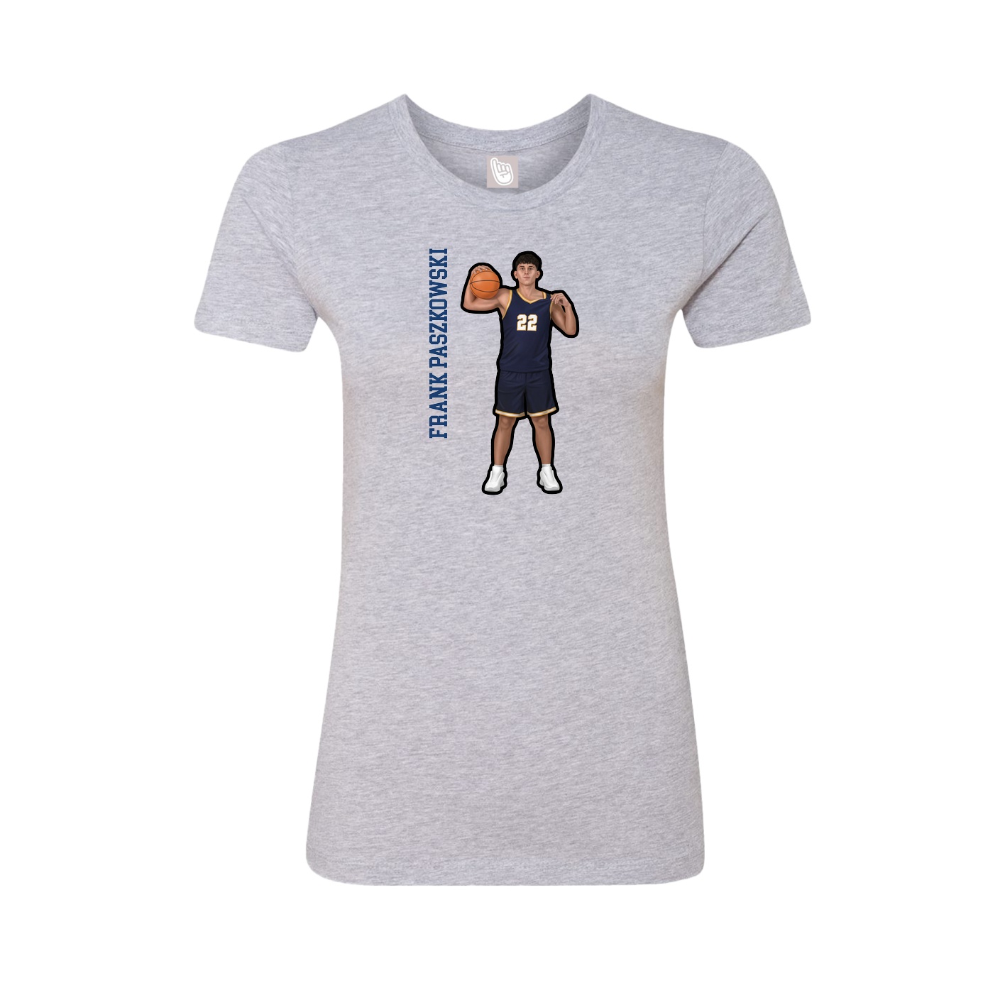 Fitted Women's Tee — Name Vertical in Grey