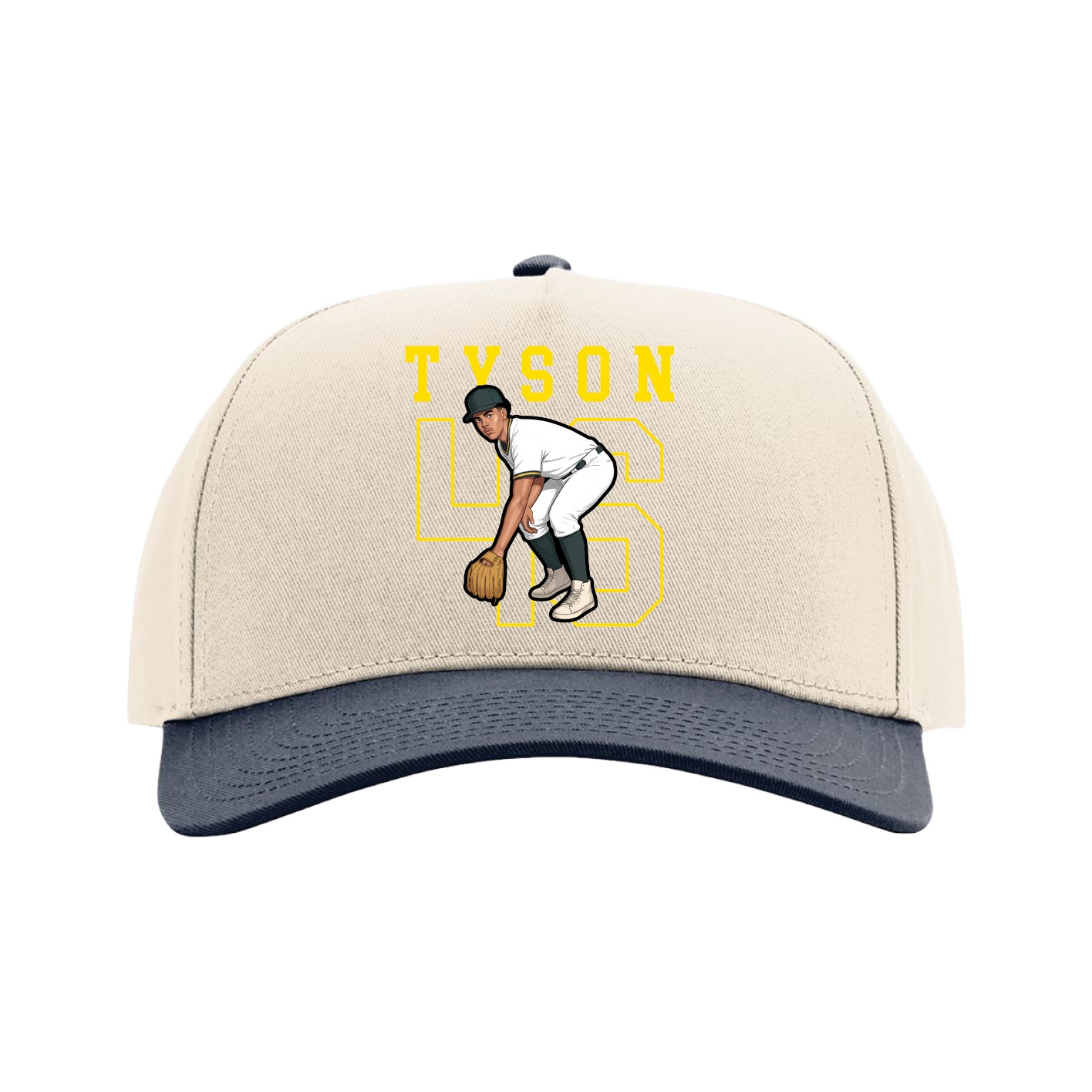 Full Fabric Five-Panel Champ Cap — Shirsey in Cream/Navy