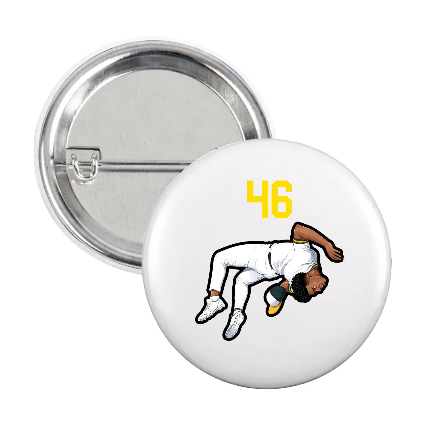 Game Day Button — Number Top in White