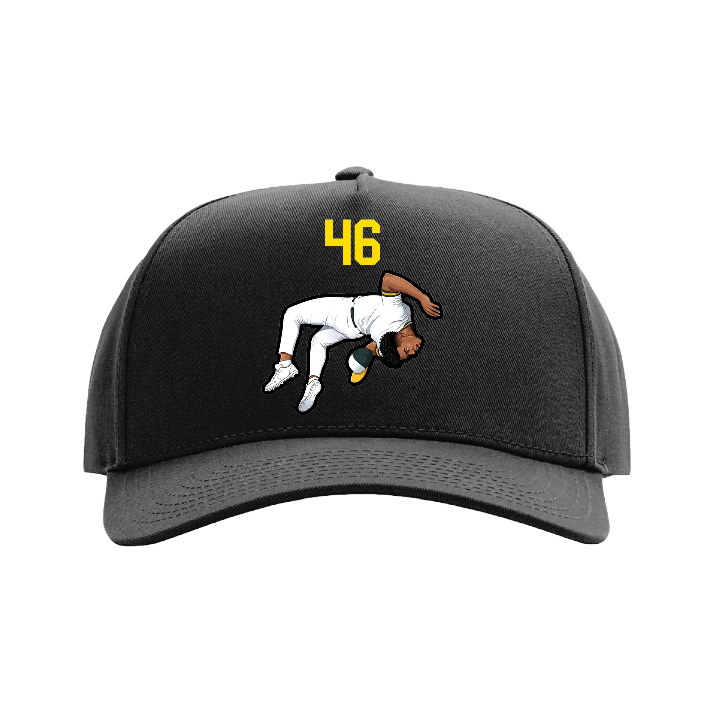 Full Fabric Five-Panel Champ Cap — Number Top in Black