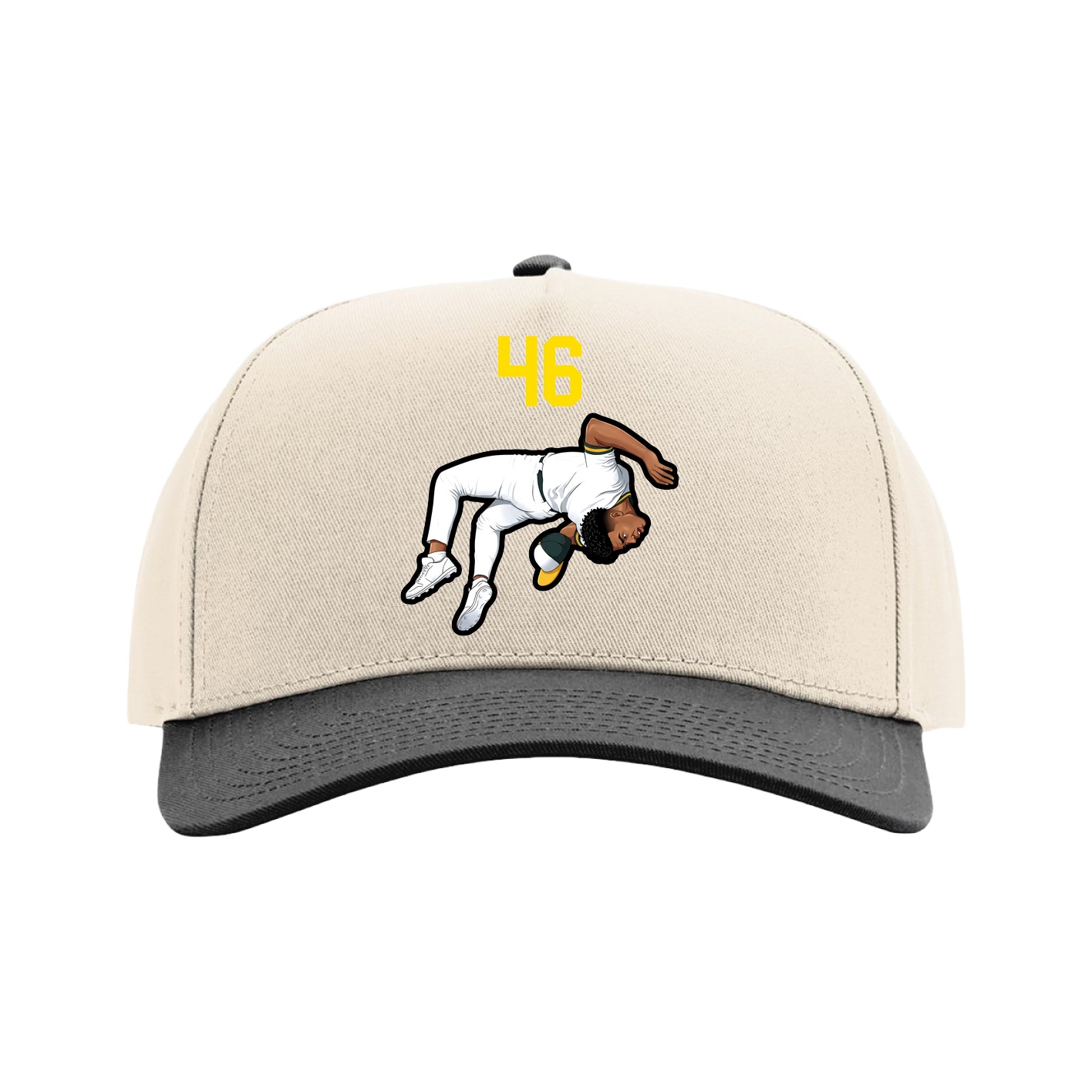 Full Fabric Five-Panel Champ Cap — Number Top in Cream/Black